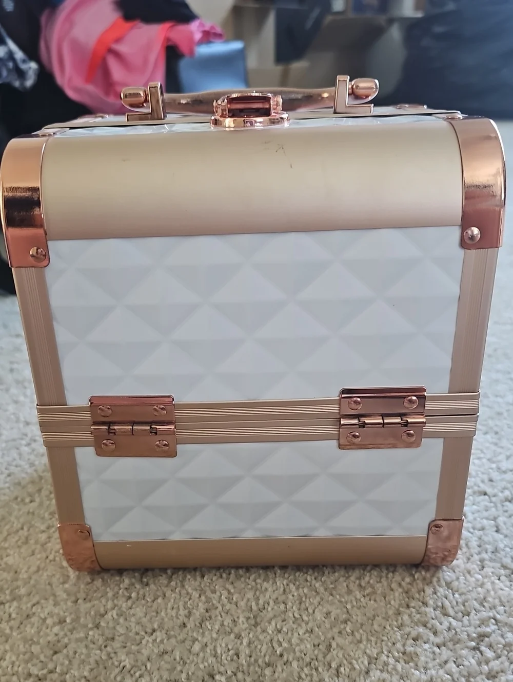 Impressions Vanity Company White & Rose Gold Train Case